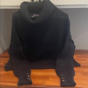 Wooden Ships Womens Navy Knit
Turtleneck Sweater, Mohair, Size X/S